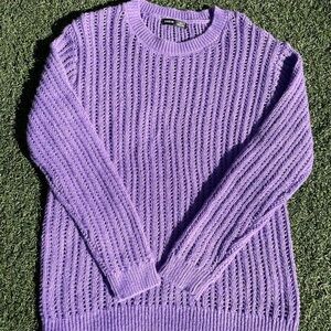 SHEIN Men’s Purple Lavender Lilac Crewneck Sweater XL Waffle Knit Pointelle